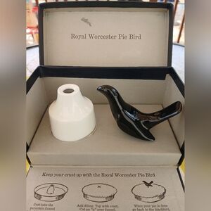 Royal Worcester Black Pie Bird with White Porcelain Funnel